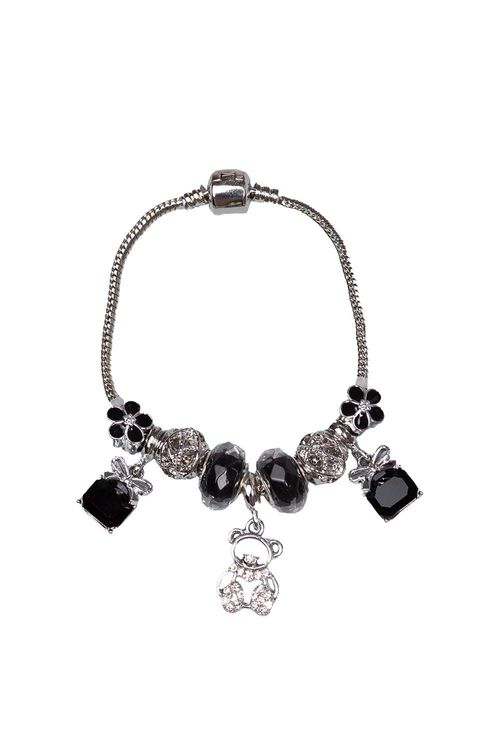 Pulsera color plateada con dijes