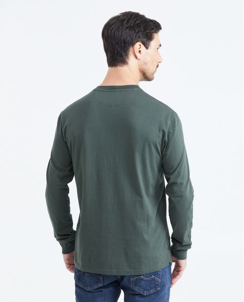 Camiseta Classic Fit Manga Larga con Estampado para Hombre