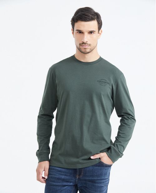Camiseta Classic Fit Manga Larga con Estampado para Hombre