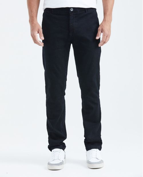 Jean straight Tiro Medio Fit Bota Slim Tipo Chino Azul Ultra Oscuro para Hombre