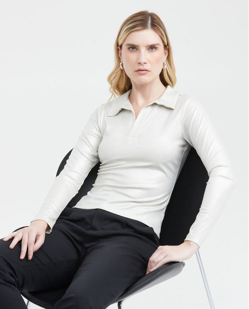 Camiseta Tipo Polo sin botones para Mujer