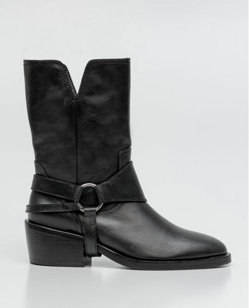 Botas Tipo Biker en Cuero para Mujer