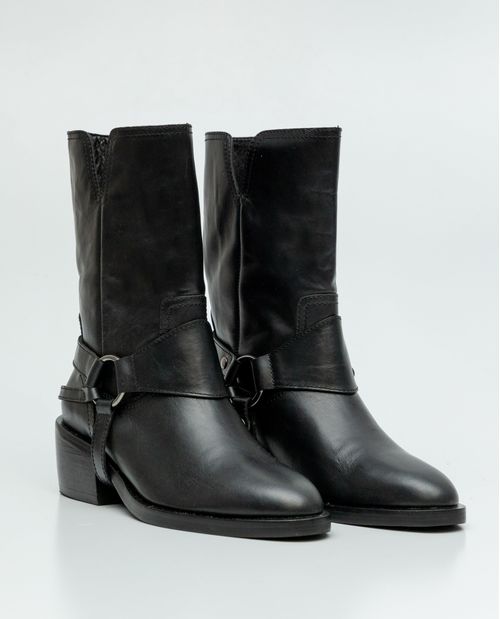 Botas Tipo Biker en Cuero para Mujer