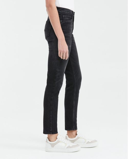 Jean High Rise Bota Slim Negro para Mujer
