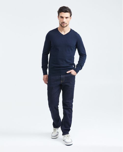 Suéter Tejido con Cuello en V para Hombre