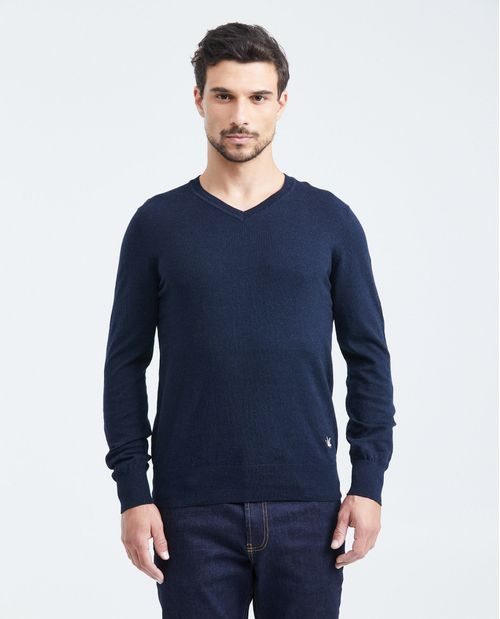 Suéter Tejido con Cuello en V para Hombre