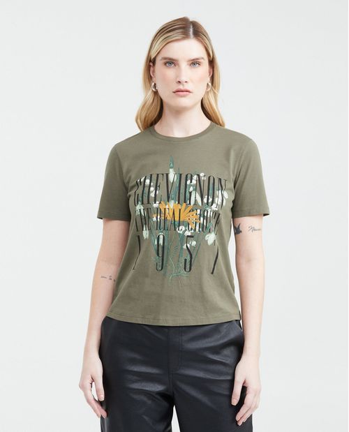 Camiseta Estampada con Detalles Aterciopelados para Mujer