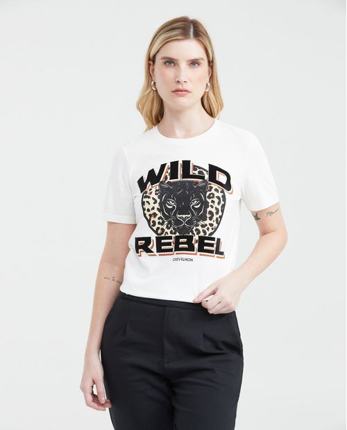 Camiseta Estampada con Detalles Aterciopelados para Mujer