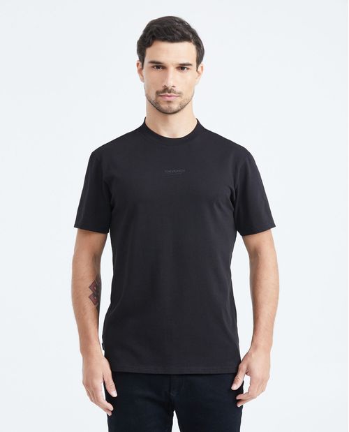 Camiseta Slim Fit Estampada Cuello Redondo en Algodón más Grueso para Hombre