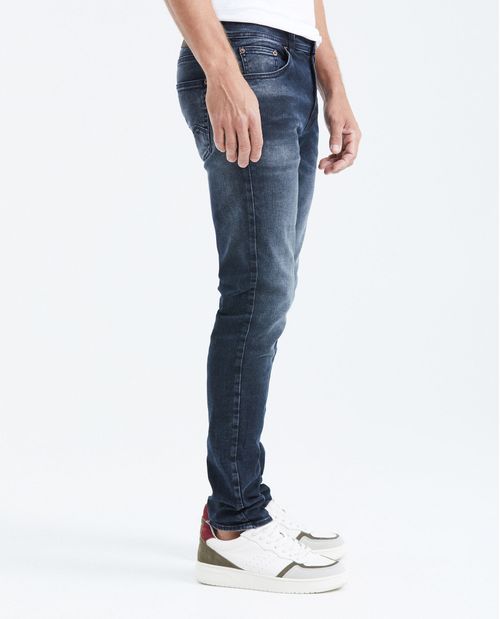 Jean Súper Slim Fit Tiro Medio Bota Super Slim Azul Ultra Oscuro para Hombre