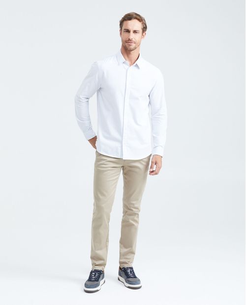 Camisa Classic Fit Manga Larga en Oxford Algodón con Estampado de Rayas para Hombre