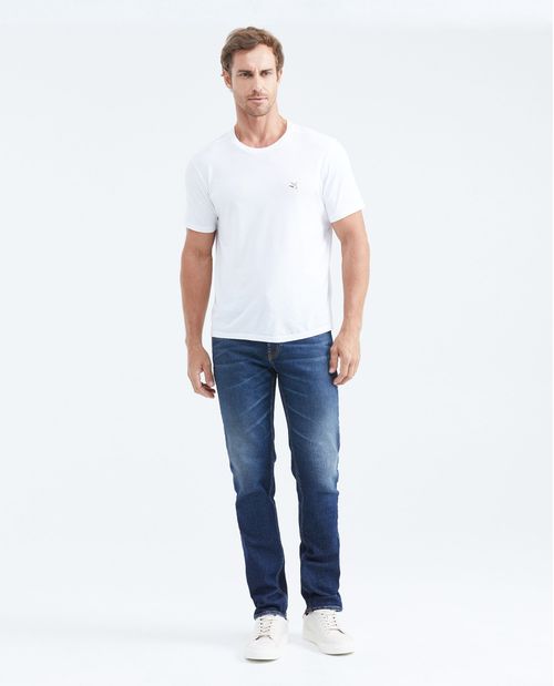 Jean Straight Fit Tiro Medio Boot Cut Azul Oscuro Lavado Vintage para Hombre