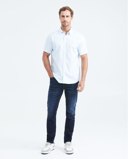 Camisa Classic Fit Manga Corta en Oxford de Algodón para Hombre