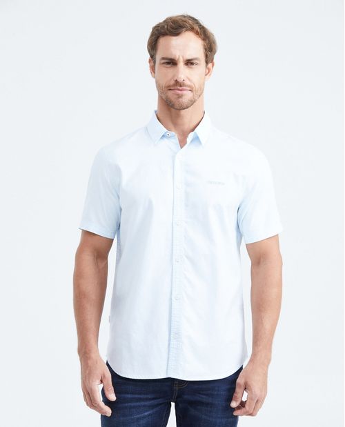 Camisa Classic Fit Manga Corta en Oxford de Algodón para Hombre