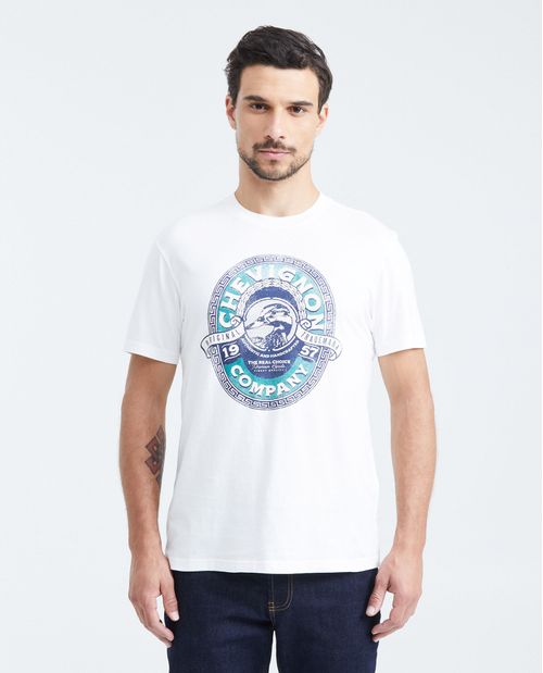 Camiseta Slim Fit Estampada Cuello Redondo para Hombre