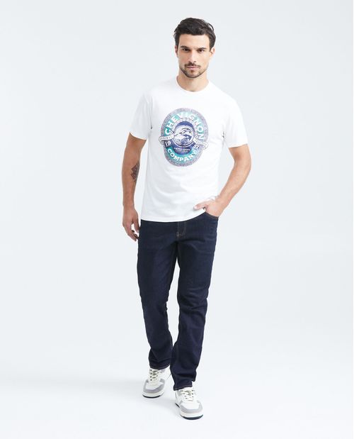 Camiseta Slim Fit Estampada Cuello Redondo para Hombre