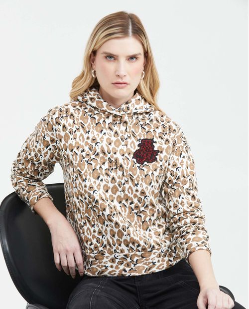 Buzo Cerrado con Capucha y Estampados para Mujer