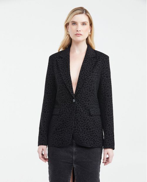 Blazer Animal Print con Acabado Aterciopelado para Mujer