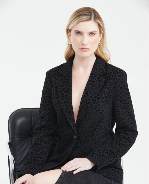 Blazer Animal Print con Acabado Aterciopelado para Mujer