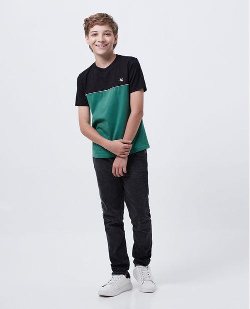 Camiseta de Bloques de Color en Algodón para Niño