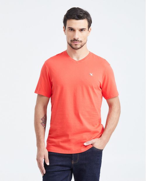 Camiseta Básica Slim fit Cuello en V en Algodón para Hombre