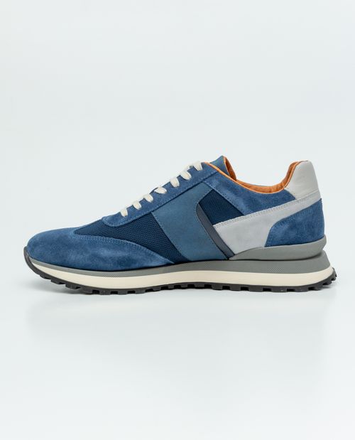 Tenis Tipo Runner en Textil y Cuero para Hombre
