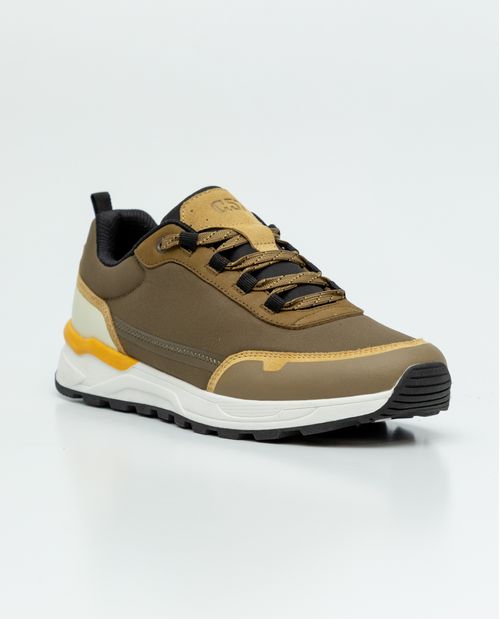 Tenis Tipo Runner en Textil y Cuero para Hombre