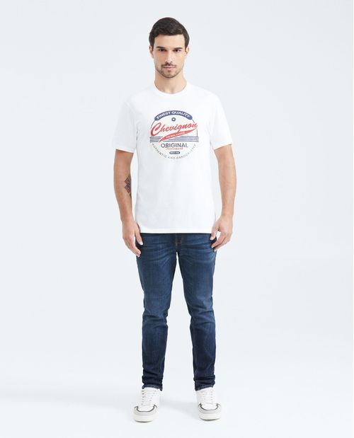 Camiseta Slim Fit Estampada Cuello Redondo para Hombre