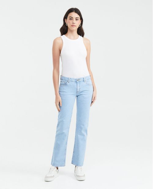 Jean Low Rise Bota Slim Azul Claro Craquelado para Mujer
