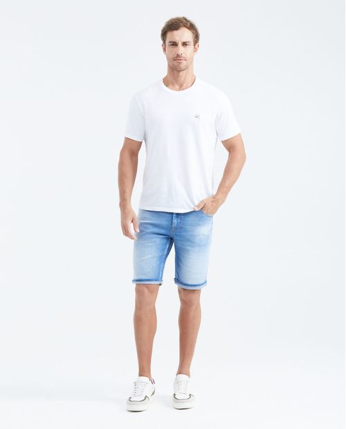 Bermuda en Denim Straight Fit Azul Claro con Stretch para Hombre