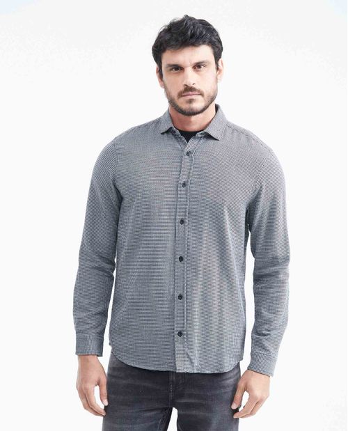 Camisa Classic Fit Manga Corta con Estampado Mini Print para Hombre