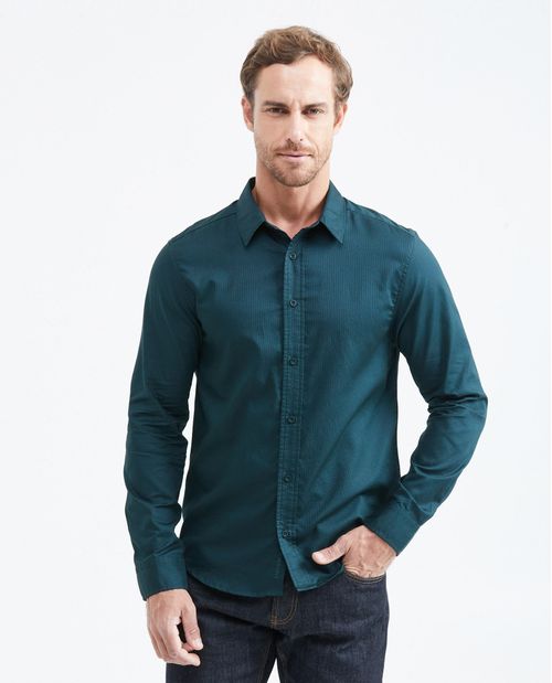 Camisa Slim Fit Manga Larga en Algodón Pima para Hombre