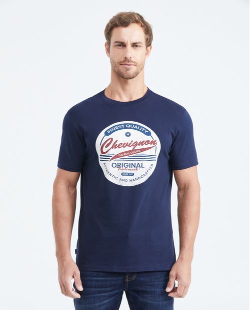 Camiseta Slim Fit Estampada Cuello Redondo para Hombre