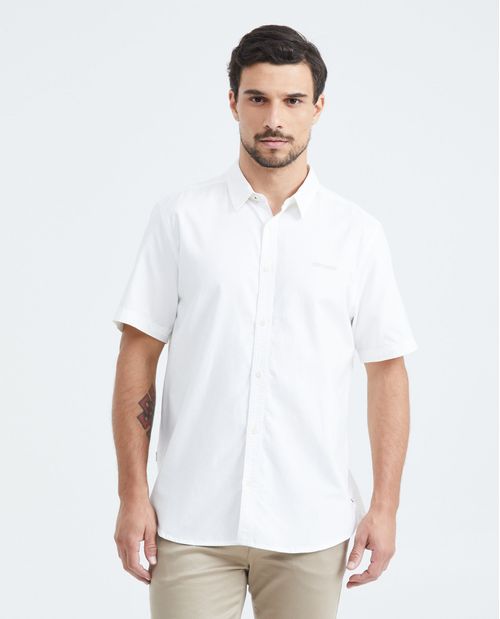 Camisa Classic Fit Manga Corta en Oxford de Algodón para Hombre