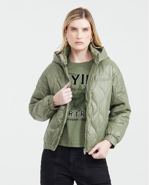 Chaqueta Acolchada con Capucha Removible para Mujer