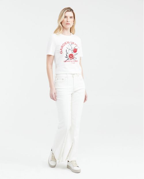 Camiseta Estampada con Detalle de Piedras para Mujer