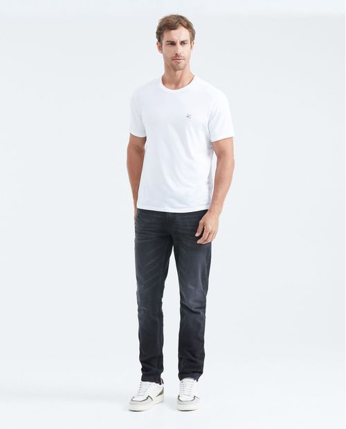 Jean Straight Fit Tiro Medio Bota Slim Gris Oscuro Hombre