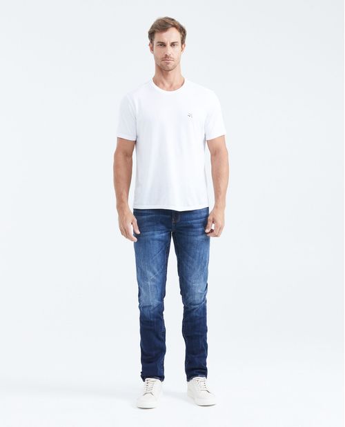 Jean Slim Fit Tiro Medio Bota Slim Azul Ultra Oscuro para Hombre