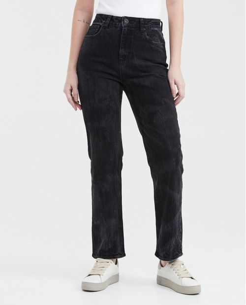 Jean Straight Fit Tiro Alto Boot Cut Gris Oscuro para Mujer