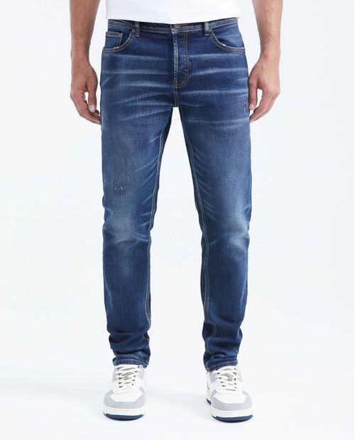 Jean Súper Slim Fit Tiro Bajo Bota Súper Slim Azul Oscuro para Hombre