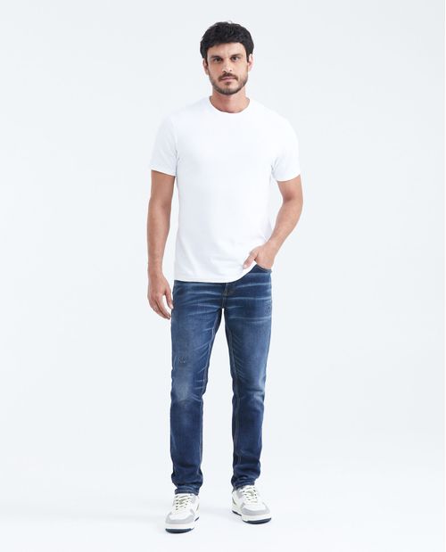 Jean Súper Slim Fit Tiro Bajo Bota Súper Slim Azul Oscuro para Hombre