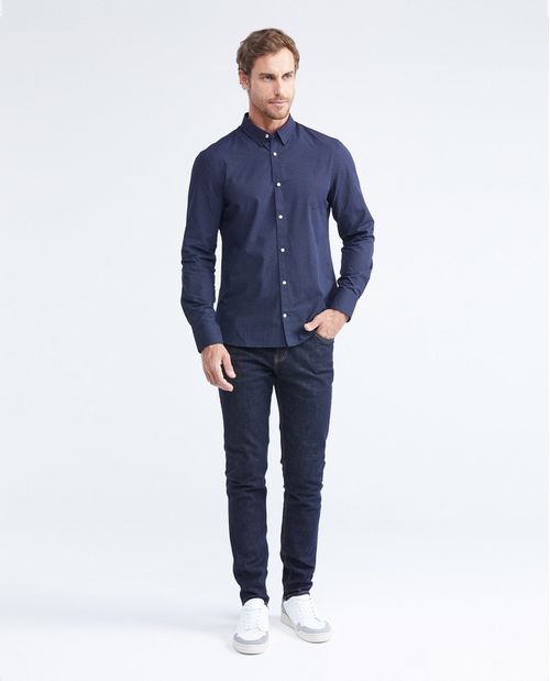 Camisa Premium Manga Larga con Estampado Mini Print para Hombre