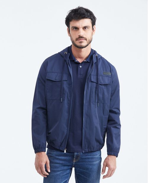 Chaqueta Tipo Rompevientos con Capucha Repelente al Agua para Hombre