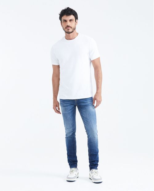 Jean Súper Slim Fit Tiro Bajo Bota Super Slim Azul Medio para Hombre