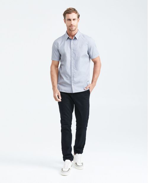 Camisa Slim Fit Manga Corta en Algodón para Hombre