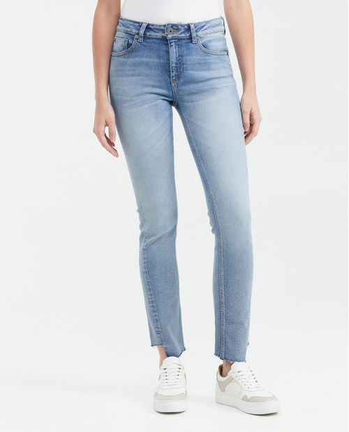 Jean High Rise Bota Slim Azul Medio para Mujer