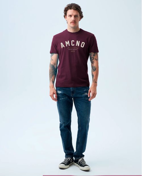Camiseta manga corta estampada en frente para hombre