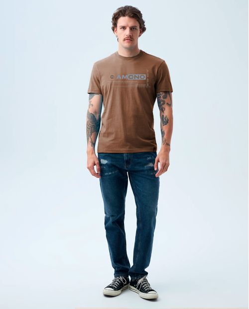 Camiseta manga corta estampada en frente para hombre