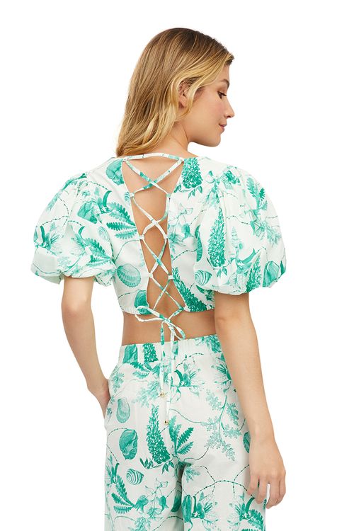 Print Green Shells Cristel Crop Top