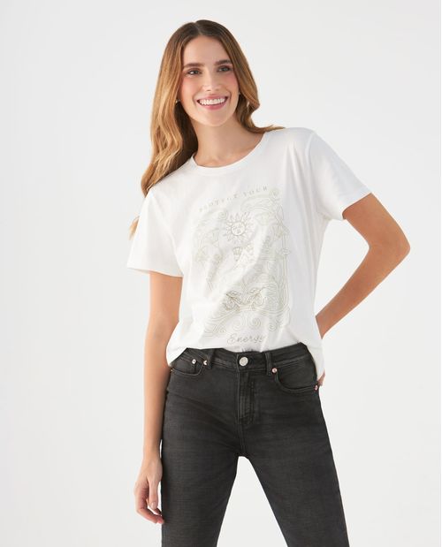 Camiseta básica estampada para mujer